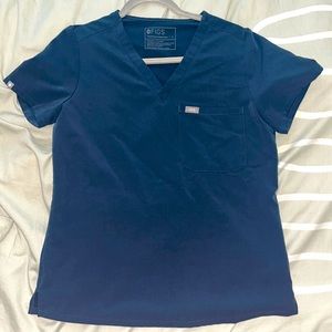 Figs Women's Short Sleeve V-Neck Top in dark harbor